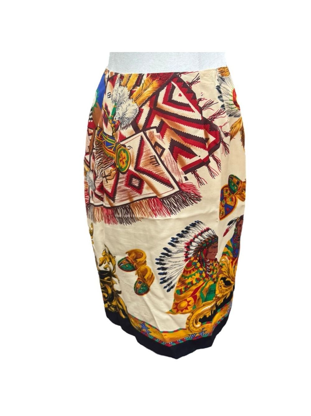Vintage Preston & York Native Print Pencil Skirt 6 Bold Western Boho Statement - Picture 6 of 13